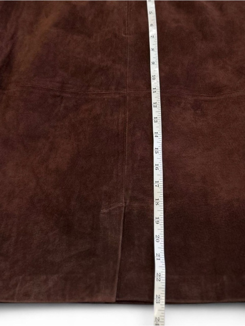 Chocolate Brown Patch Suede Midi Genuine Leather Skirt Size 8* Newport News - Picture 4 of 7